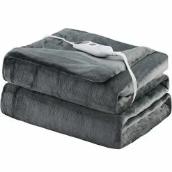 TLGREEN Electric Heated Blanket Throw 50"x 60", Double-Layer Flannel Electric Blanket Heated Throw With 6 Heating Levels, 3 Hours Auto-Off, Machine Washable, Fast Heating Blanket, ETL & UL Certified, Grey