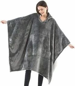 OLIVE OLIVIA Oversized Wearable Blanket, Thick Flannel Blanket With Sleeves And Giant Pocket, Cozy Extra Soft, One Size Fits Adults Gray -Electric Blankets Sales Store 41VJjnlUx4L. AC