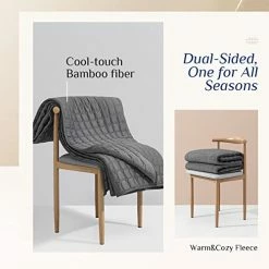 Argstar Cooling Bamboo & Cozy Fleece Weighted Blanket For Adult 15 Lbs On Queen Bed, Small Compartments, Diamond Grid Pattern, Reversible Heavy Blankets With Premium Glass Beads, 60"x80", Dark Grey. -Electric Blankets Sales Store 41WFRkhkAhL