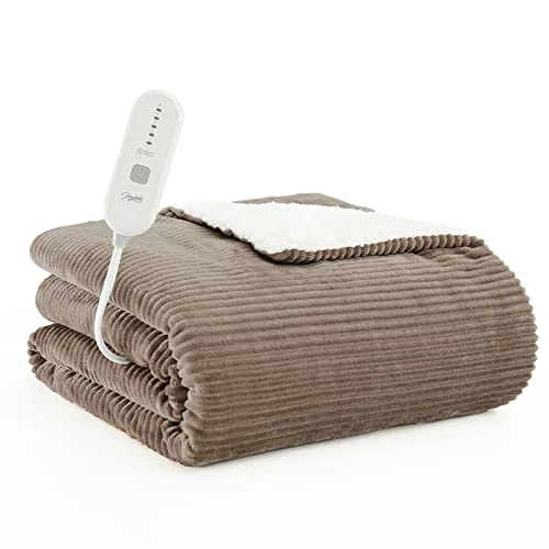 Homemate Heated Blanket Electric Throw - 50"x60" Heating Blanket Throw 4 Hours Auto-Off 5 Heat Levels Heat Blanket Over-Heat Protection Soft Flannel Sherpa Heater Blanket Electric ETL Certification Navy Blue 3 Homemate Heated Blanket Electric Throw - 50"x60" Heating Blanket Throw 4 Hours Auto-Off 5 Heat Levels Heat Blanket Over-Heat Protection Soft Flannel Sherpa Heater Blanket Electric ETL Certification Navy Blue