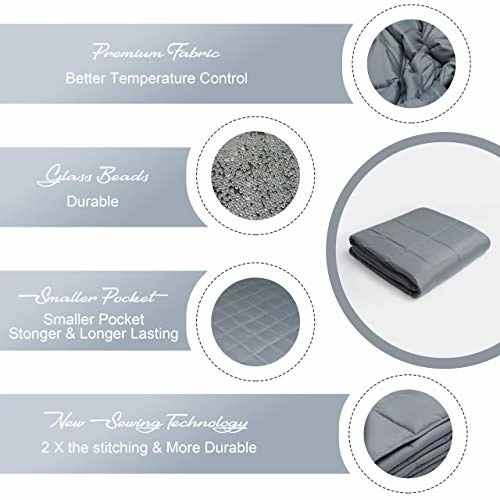 L LOVSOUL Weighted Blanket—with Premium Glass Beads(Dark Grey,60"x80"25lbs),Suit For One Person(~240lb) Use On Queen/King Bed 4 L LOVSOUL Weighted Blanket—with Premium Glass Beads(Dark Grey,60"x80"25lbs),Suit For One Person(~240lb) Use On Queen/King Bed - Image 2