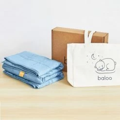 Baloo 9lb Weighted Blanket The Mini, Eco-Friendly, Chemical-Free, Soft Cool Cotton In Vegetable Dyed Indigo Blue -Electric Blankets Sales Store 41X2K04MtuL. AC