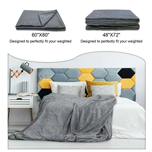 Generic Duvet Cover For Weighted Blanket, Heavy Blanket Removable Cover With Breathable Washed Cotton, Microfiber Duvet Cover & Side Zipper With 4 Corner Ties (60"x80") 7 Generic Duvet Cover For Weighted Blanket, Heavy Blanket Removable Cover With Breathable Washed Cotton, Microfiber Duvet Cover & Side Zipper With 4 Corner Ties (60"x80") - Image 5
