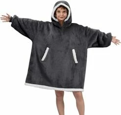 HBlife Oversized Long Wearable Blanket Hoodie For Adult, Thick Sherpa Sweatshirt With Elastic Sleeves And Giant Pockets Super Warm And Cozy Fuzzy Plush Fleece Blanket Jacket, Pink -Electric Blankets Sales Store 41Y IW1wPL. AC