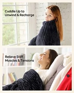 Pawque Heated Blanket Electric Throw, Soft Sherpa & Flannel Electric Blanket Reversible, 10 Heat Settings & 10Hrs Timer Auto Off Christmas Blanket, Fast Heating Machine Washable, 50" X 60" Dark Grey -Electric Blankets Sales Store 41Yr5iWdiML