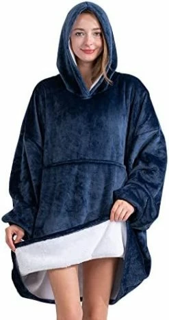 OLIVE OLIVIA Oversized Wearable Blanket, Thick Flannel Blanket With Sleeves And Giant Pocket, Cozy Extra Soft, One Size Fits Adults Gray -Electric Blankets Sales Store 41ZYjLTmbnL. AC