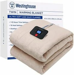 Westinghouse Electric Blanket Heated Throw | 6 Heating Levels & 2-10 Hour Time Setting | Flannel, 50x60in | Machine Washable, Beige -Electric Blankets Sales Store 41ZfhVOEgvL. AC
