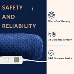 Mr. Sandman Electric Heated Throw Blanket Minky To Sherpa Reversible 50"x60", 6 Heat Settings | 4 Hours Auto-Off | 10s Fast Heating | Machine Washable - Navy Blue 13 Mr. Sandman Electric Heated Throw Blanket Minky To Sherpa Reversible 50"x60", 6 Heat Settings | 4 Hours Auto-Off | 10s Fast Heating | Machine Washable - Navy Blue -Electric Blankets Sales Store 41aX9ZpNvZL