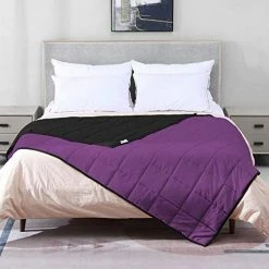 YSTHER Weighted Blanket Twin Size 48 X 72 15 Pounds Cooling Weighted Blanket For Adult Heavy Blanket With Premium Glass Beads（Black & Purple） -Electric Blankets Sales Store 41aoXbIepIL. AC