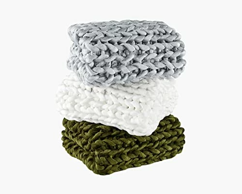 Gravity Blanket Weighted Chunky Knit Blanket, Chunky Hand Knitted Blanket, 9 Lbs Olive 42" X 65", The Original Weighted Blanket For Sleep, Bamboo Fleece Made Breathable Cozy Warm Throw Blanket 6 Gravity Blanket Weighted Chunky Knit Blanket, Chunky Hand Knitted Blanket, 9 Lbs Olive 42" X 65", The Original Weighted Blanket For Sleep, Bamboo Fleece Made Breathable Cozy Warm Throw Blanket - Image 4