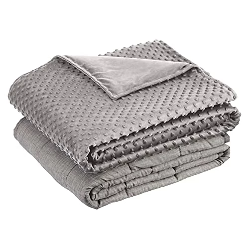 Amazon Basics Weighted Blanket With Minky Duvet Cover - 12 Pound, 48 X 72-Inch, Dark Grey/Grey 4 Amazon Basics Weighted Blanket With Minky Duvet Cover - 12 Pound, 48 X 72-Inch, Dark Grey/Grey - Image 2