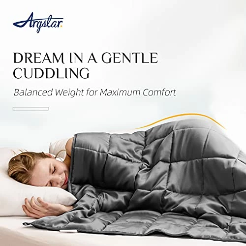 Argstar Cooling Bamboo Weighted Blanket For Adults 20 Lbs On Queen Bed, Soft Silky Heavy Blanket With Premium Glass Beads, 60"x80", Dark Grey. 5 Argstar Cooling Bamboo Weighted Blanket For Adults 20 Lbs On Queen Bed, Soft Silky Heavy Blanket With Premium Glass Beads, 60"x80", Dark Grey. - Image 3