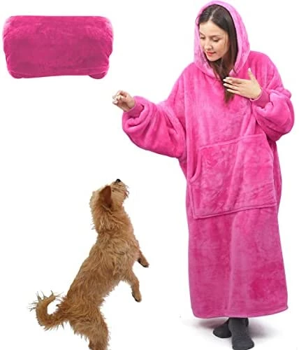 Lengthened Oversized Blanket Hoodie Wearable Blanket Sweatshirt For Women Men-Hoodie Blanket Hooded Blanket With Giant Pocket Black 10 Lengthened Oversized Blanket Hoodie Wearable Blanket Sweatshirt For Women Men-Hoodie Blanket Hooded Blanket With Giant Pocket Black - Image 8