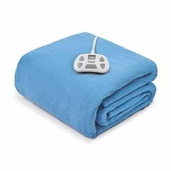 PiPiMAMA Electric Heated Blanket Twin Size 62" X 84" ,Ultra Soft Polar Fleece,ETL Certification Fast Heating Blanket With 10 Heat Levels,12 Hours Auto Shut Off,Machine Washable Cloud Blue