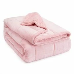Lofus Sherpa Fleece Weighted Blanket Adults 15lbs For Full Size Bed, Ultra Fuzzy Fleece Comfort Sherpa Flannel Reversible Heavy Blanket - Pink - 48"x72"