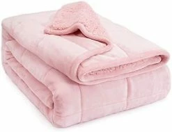 Lofus Sherpa Fleece Weighted Blanket Adults 15lbs For Full Size Bed, Ultra Fuzzy Fleece Comfort Sherpa Flannel Reversible Heavy Blanket - Pink - 48"x72" -Electric Blankets Sales Store 41dEoJiYeuL. AC