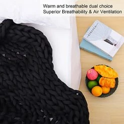 FindPanda Handmade Chunky Knit Weighted Blanket Throw, Cooling Weighted Blanket Queen Size 15 Pounds, Breathable And Comfortable Knit Weighted Blankets For Home Décor（Black, 60"×80" 15 Lbs） -Electric Blankets Sales Store 41dfgD1jCWL