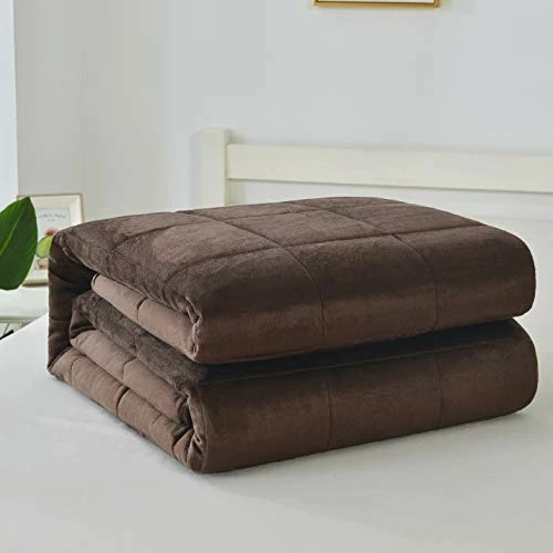 Solid Stitched Oversized Weighted Blanket Micromink Microfiber Throw Comfort Box Stitching Twin Queen King Cal King Calming 15lbs, 20lbs, 25lbs Soft Blanket (King, Chocolate) 3 Solid Stitched Oversized Weighted Blanket Micromink Microfiber Throw Comfort Box Stitching Twin Queen King Cal King Calming 15lbs, 20lbs, 25lbs Soft Blanket (King, Chocolate)