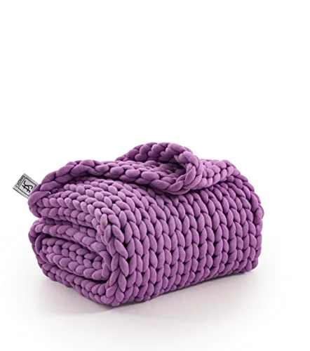 SHOFJ Chunky Cooling Knit Blanket, Hand Made Chunky Knit Weighted Throw Blanket For Sleep, Stress Relief Or Home Décor, Relax In Style SHOFJ Handmade Weighted Blankets (Purple, 50''x60'' 10lbs), Twin 3 SHOFJ Chunky Cooling Knit Blanket, Hand Made Chunky Knit Weighted Throw Blanket For Sleep, Stress Relief Or Home Décor, Relax In Style SHOFJ Handmade Weighted Blankets (Purple, 50''x60'' 10lbs), Twin