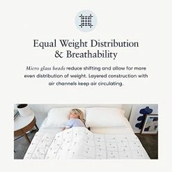 Luna Adult Weighted Blanket - Individual Use - 17 Lbs - 60x80 - Queen Size Bed - 100% Oeko-Tex Cooling Cotton & Glass Beads - USA Designed - Heavy Cool Weight - White -Electric Blankets Sales Store 41ev3TvHizS