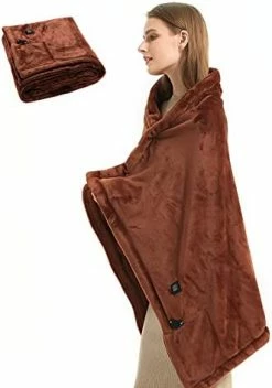 WOOLALA USB Heated Blanket Wrap, Luxury Flannel Wearable Heated Throw Blanket With Buttons Ultra Warm Heating Neck And Shoulders Shawl For Home Office & Outdoor Use, Machine Washable (31.5 * 55in) Gray -Electric Blankets Sales Store 41exCgsS6yL. AC