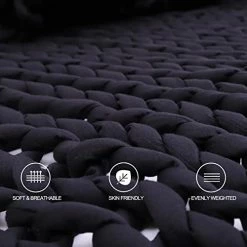 Waowoo Knitted Cooling Weighted Blanket Queen Size Handmade Chunky Knitted Weighted Throw Blanket ( Dark Black, 60"×80" 15 Pounds ) -Electric Blankets Sales Store 41g1rnzeeZL