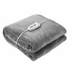 YANYEA Electric Heated Blanket Twin Size 62”x84” Flannel Ultra Soft Machine Washable 10 Hours Auto Off With 4 Heating Levels ETL & FCC Certified - Gray