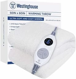 Westinghouse Electric Blanket Throw Size, Soft Plush Sherpa Heated Blanket With 6 Heating Levels & 2-10 Hours Auto-Off, Machine Washable, 50x60 Inches, Rust -Electric Blankets Sales Store 41gquE7QAbL. AC