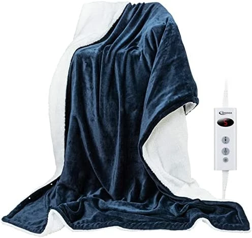 Qoosea Heated Blanket Electric Blanket Twin 50*60 Inch Heated Throw Soft Sherpa Flannel Heating Blanket Wrap With 10 Heating Levels 9 Timer Settings Auto Shut Off Warm For Home Office Room Blue 7 Qoosea Heated Blanket Electric Blanket Twin 50*60 Inch Heated Throw Soft Sherpa Flannel Heating Blanket Wrap With 10 Heating Levels 9 Timer Settings Auto Shut Off Warm For Home Office Room Blue - Image 5
