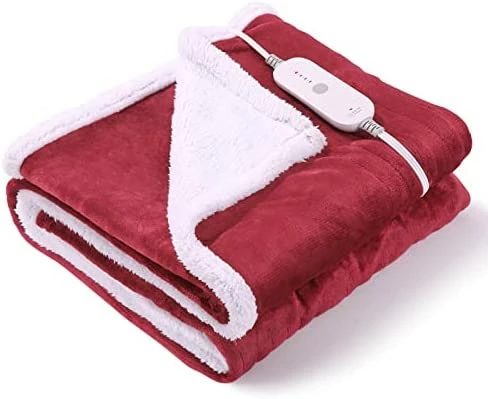 CURECURE Electric Heated Blanket 50" X 60" Soft Heated Throw For Couch, Flannel & Sherpa Reversible, Fast Heating With 6 Temperature Levels & 8hrs Auto Off, Machine Washable And ETL Certification Blue 9 CURECURE Electric Heated Blanket 50" X 60" Soft Heated Throw For Couch, Flannel & Sherpa Reversible, Fast Heating With 6 Temperature Levels & 8hrs Auto Off, Machine Washable And ETL Certification Blue - Image 7