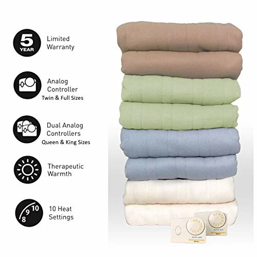 BIDDEFORD BLANKETS Comfort Knit Electric Heated Blanket With Analog Controller, Queen, Blue 5 BIDDEFORD BLANKETS Comfort Knit Electric Heated Blanket With Analog Controller, Queen, Blue - Image 3