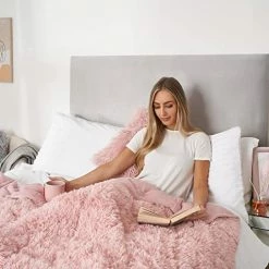 Sienna Fluffy Fleece Weighted Blanket Throw - Blush, 49" X 71" - 6kg -Electric Blankets Sales Store 41hXV9FSZXL