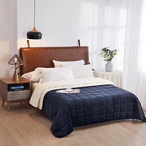 HomeSmart Products HomeSmart Weighted Throw Blanket For Adults & Kids (Light Grey & White 7lbs 48x60) | Duel Sided - Super Soft Fleece & Cozy Plush Sherpa Fabric On Opposite Side 10 HomeSmart Products HomeSmart Weighted Throw Blanket For Adults & Kids (Light Grey & White 7lbs 48x60) | Duel Sided - Super Soft Fleece & Cozy Plush Sherpa Fabric On Opposite Side - Image 8