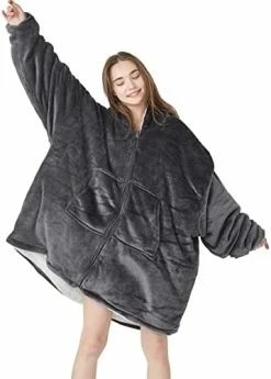 TOPCEE Oversized Blanket Hoodie Sweatshirt With Zip, Cozy Warm Hooded Sherpa Fleece Wearable Blanket, Louging Blanket With Giant Pocket, Gifts For Adults Girlfriend Wife Mom And Daughter. (Dark Grey) 12 TOPCEE Oversized Blanket Hoodie Sweatshirt With Zip, Cozy Warm Hooded Sherpa Fleece Wearable Blanket, Louging Blanket With Giant Pocket, Gifts For Adults Girlfriend Wife Mom And Daughter. (Dark Grey) -Electric Blankets Sales Store 41hvTdmmUL. AC
