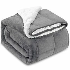 HBlife Sherpa Fleece Weighted Blanket For Adults, Oeko-Tex Certified 15 Lbs Thick Fuzzy Bed Blanket, Heavy Reversible Soft Fleece Blanket With Premium Glass Beads 60 X 80 Inches, Grey