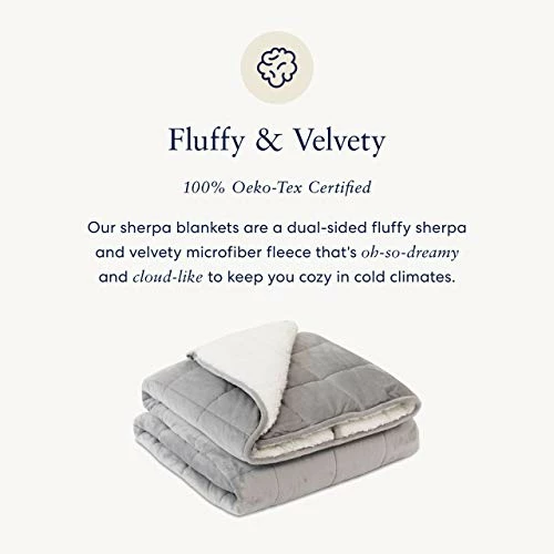 Luna Weighted Sherpa Fleece Blanket Throw - Plush Quilt For Kids & Adults - Heavy Fuzzy Soft Oeko-Tex Microfiber - Designed In USA - 15 Lbs 60x80 Grey Dark Grey 4 Luna Weighted Sherpa Fleece Blanket Throw - Plush Quilt For Kids & Adults - Heavy Fuzzy Soft Oeko-Tex Microfiber - Designed In USA - 15 Lbs 60x80 Grey Dark Grey - Image 2
