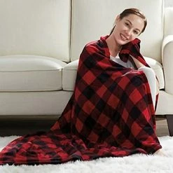 Brookstones Brookstone Luxurious Electric Heated Throw 4-Heat Settings Easy One Touch Built-in Remote Red Black -Electric Blankets Sales Store 41iLBwbOZ7L