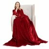 OIGAE Wearable Blanket With Sleeves & Foot Pocket For Women Men Adult, Comfy Fleece Blanket With Snap Button Extra Soft TV Wrap Throw Blanket For Couch Sofa Home Office, 71" X 51", Wine -Electric Blankets Sales Store 41iYnCFbakL