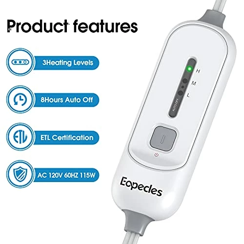 Eopecles Heated Blanket Electric Blanket Full Size, Reversible Flannel 72" X 84" For Full Bed, With 8 Hour Auto Off & 3 Heating Levels, Fast Heating Blanket-ETL Certification, Machine Washable,Green 7 Eopecles Heated Blanket Electric Blanket Full Size, Reversible Flannel 72" X 84" For Full Bed, With 8 Hour Auto Off & 3 Heating Levels, Fast Heating Blanket-ETL Certification, Machine Washable,Green - Image 5