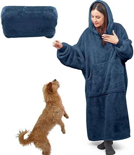 Lengthened Oversized Blanket Hoodie Wearable Blanket Sweatshirt For Women Men-Hoodie Blanket Hooded Blanket With Giant Pocket Black 15 Lengthened Oversized Blanket Hoodie Wearable Blanket Sweatshirt For Women Men-Hoodie Blanket Hooded Blanket With Giant Pocket Black - Image 13