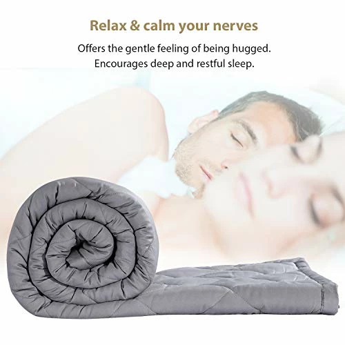 Weighted Blanket For Adult 12 Lbs Heavy Blanket Cotton Material With Glass Beads - Light Gray - Twin Size (48''x72) 4 Weighted Blanket For Adult 12 Lbs Heavy Blanket Cotton Material With Glass Beads - Light Gray - Twin Size (48''x72) - Image 2