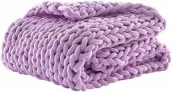 Alzoear Handmade Chunky Knitted Weighted Blanket Velvet Knit Throw For Sleep,No Filler,Evenly Weighted,Soft Cozy(Beige,51"x63"-13.5lbs) -Electric Blankets Sales Store 41jn4JkzBUL. AC