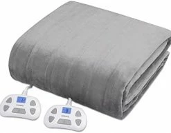 HNABAIC Heated Electric Blanket Queen Size, Flannel Fleece 1-10 Hours Auto-Off 10 Heating Levels (Gray, Queen Size 84" X 90" Dual Conntroller) Grey -Electric Blankets Sales Store 41kRZf2RNVL. AC