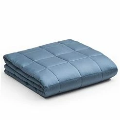 YnM Bamboo Weighted Blanket — 100% Natural Bamboo Viscose Oeko-Tex Certified Material With Premium Glass Beads (Blue Grey, 48''x72'' 15lbs), Suit For One Person(~140lb) Use On Twin/Full Bed Moss Inner Weighted Layer