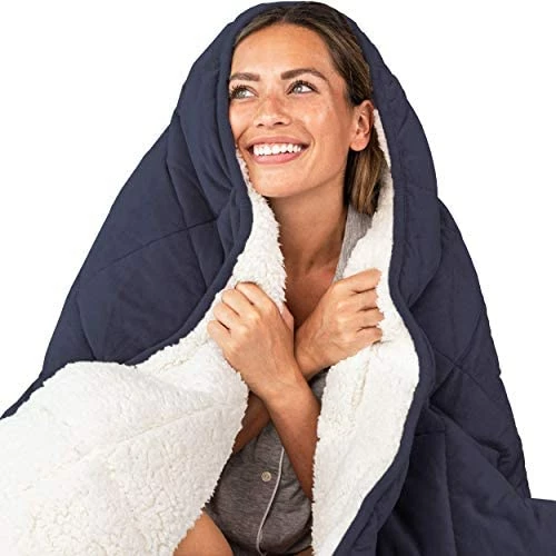 Luna Weighted Sherpa Fleece Blanket Throw - Plush Quilt For Kids & Adults - Heavy Fuzzy Soft Oeko-Tex Microfiber - Designed In USA - 15 Lbs 60x80 Grey Dark Grey 7 Luna Weighted Sherpa Fleece Blanket Throw - Plush Quilt For Kids & Adults - Heavy Fuzzy Soft Oeko-Tex Microfiber - Designed In USA - 15 Lbs 60x80 Grey Dark Grey - Image 5