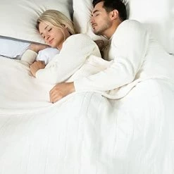 [5 Year Warranty] WOOMER Electric Heated Throw Blanket, Soft Flannel Fast Heating Blanket, Twin Size 62"x 84", 10 Heating Levels & 0.5-12H Auto Off, Over-Heat Protection White