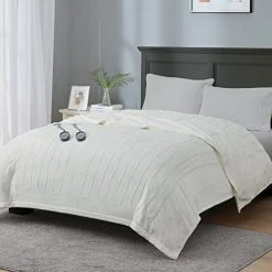 MP2 Electric Blanket King Size With Dual Control, Micro Plush Heated Blankets | Machine Washable With 20 Heating Levels & 10 Hours Shut Off, UL Certified | 90x100 Inch, Ivory [Advanced] -Electric Blankets Sales Store 41lhKj35B3L. AC
