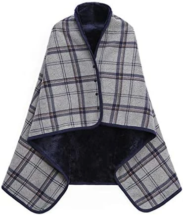 XING YE CHUAN Fleece Wearable Blanket, Comfy Poncho Throw With Buttons, Plush Sleeveless Blankets, For Women Cape Wrap Cover For Lightweight Microfiber Plaid Design (White) 11 XING YE CHUAN Fleece Wearable Blanket, Comfy Poncho Throw With Buttons, Plush Sleeveless Blankets, For Women Cape Wrap Cover For Lightweight Microfiber Plaid Design (White) - Image 9