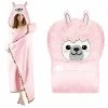 Happy Fuel Llama Wearable Hooded Blanket For Adults – Super Soft Warm Cozy Plush Flannel Fleece & Sherpa Hoodie Throw Cloak Wrap - Llama Gifts For Women Adults Girls And Kid -Electric Blankets Sales Store 41m11c3XKpL