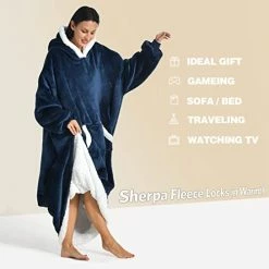Sioloc Wearable Blanket Hoodie For Women/Kids/Men, Oversized & Cozy Sherpa Lined Hoodie Sweatshirt Blanket Grey -Electric Blankets Sales Store 41mdgeu8ivL